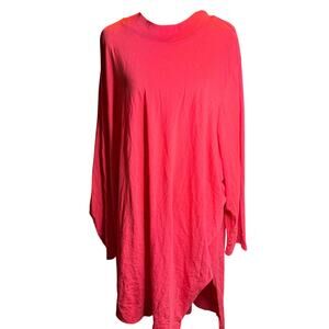 Roaman's Red Long Sleeve Tunic Top, Mock Turtleneck, Plus Size 38/40, 5XL